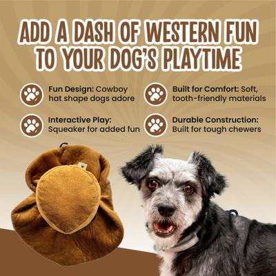 Show full view: Scoochie Pet Matty Ts Cowboy Hat Squeaky Dog Chew Toy, 12-in slide 4 of 6