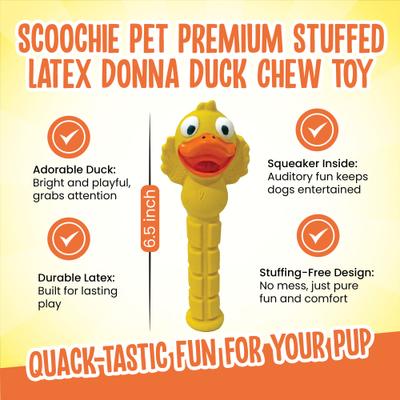 Show full view: Scoochie Pet Premium Stuffed Latex Donna Duck Dog Chew Toy, 6.5-in slide 2 of 5