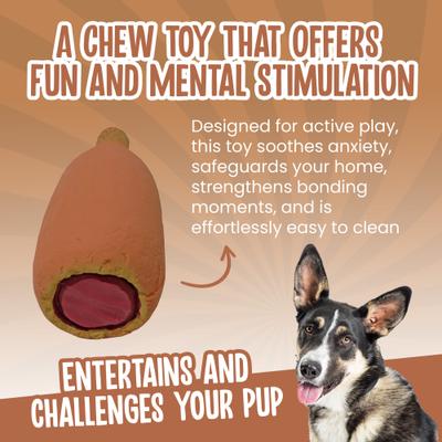 Show full view: Scoochie Pet Premium Stuffed Latex Fairtime Corn Dog Dog Chew Toy, 6.5-in slide 3 of 5