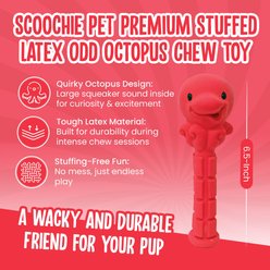 Scoochie Pet Premium Stuffed Latex Odd Octopus Dog Chew Toy, 6.5-in slide 2 of 5