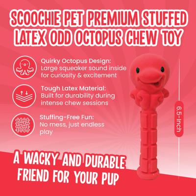 Show full view: Scoochie Pet Premium Stuffed Latex Odd Octopus Dog Chew Toy, 6.5-in slide 2 of 5