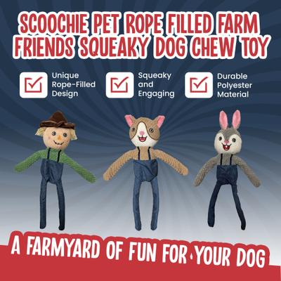 Show full view: Scoochie Pet Rope Filled Farm Friends Squeaky Dog Chew Toy, 15-in slide 2 of 5
