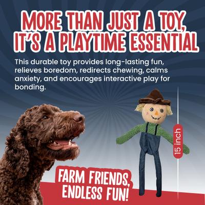 Show full view: Scoochie Pet Rope Filled Farm Friends Squeaky Dog Chew Toy, 15-in slide 3 of 5
