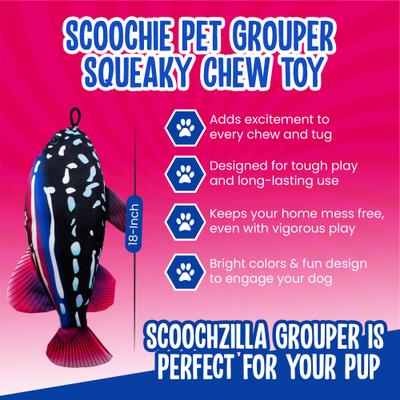Show full view: Scoochie Pet Scoochzilla Grouper Squeaky Dog Chew Toy, 18-in slide 2 of 5