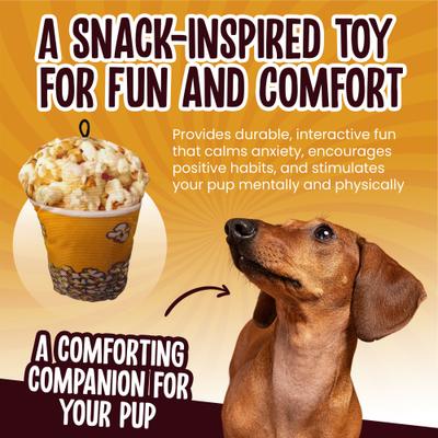 Show full view: Scoochie Pet Scoochzilla Puppy Popcorn Squeaky Dog Chew Toy, 9.5-in slide 3 of 5