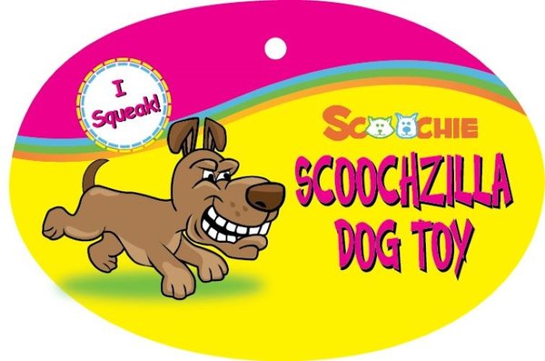 Scoochie Pet Scoochzilla Puppy Popcorn Squeaky Dog Chew Toy, 9.5-in