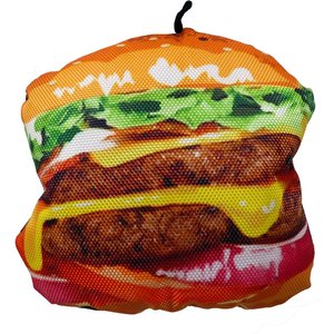 Scoochie Pet Scoochzilla Tough Burger Squeaky Dog Chew Toy, 6-in