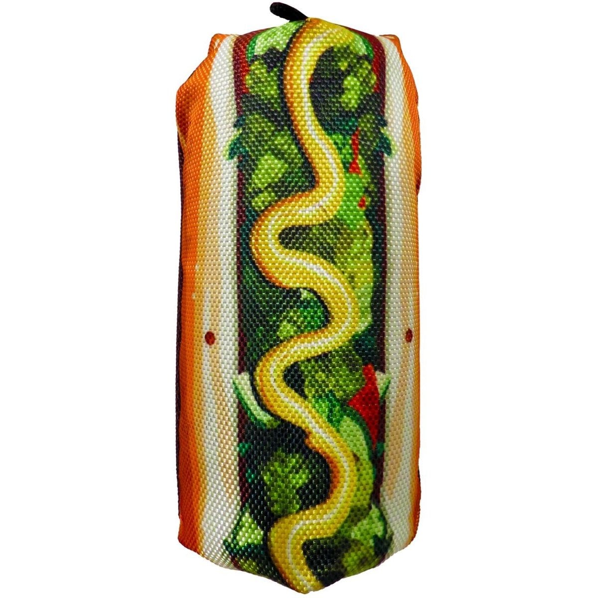 Scoochie Pet Scoochzilla Tough Hot Dog Squeaky Dog Chew Toy, 7-in