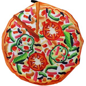 Scoochie Pet Scoochzilla Tough New York Pizza Squeaky Dog Chew Toy, 7-in