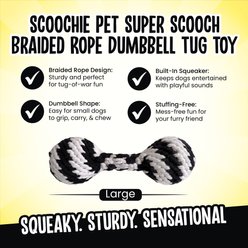 Scoochie Pet Super Scooch Braided Rope Dumbbell Squeaky Dog Tug Toy, Large slide 2 of 5