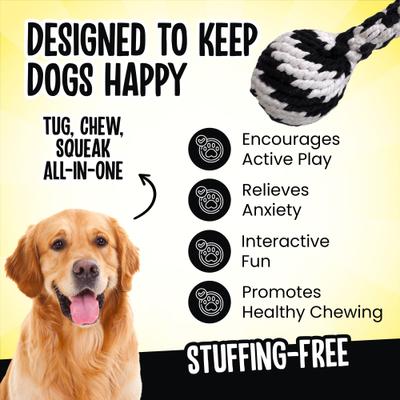 Show full view: Scoochie Pet Super Scooch Braided Rope Dumbbell Squeaky Dog Tug Toy, Large slide 3 of 6