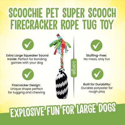Show full view: Scoochie Pet Super Scooch Firecracker Rope Dog Tug Toy, Large slide 2 of 6
