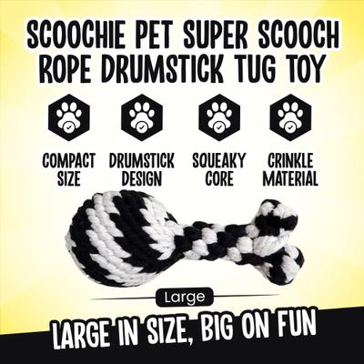 Show full view: Scoochie Pet Super Scooch Rope Drumstick Squeaky Dog Tug Toy, Large slide 3 of 6