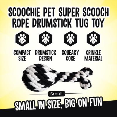 Show full view: Scoochie Pet Super Scooch Rope Drumstick Squeaky Dog Tug Toy, Small slide 2 of 5