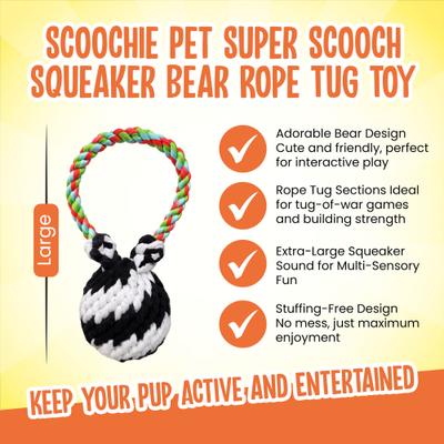 Show full view: Scoochie Pet Super Scooch Squeaker Bear Rope Dog Tug Toy, Large slide 2 of 5