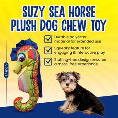 Show full view: Scoochie Pet Suzy Sea Horse Squeaky Plush Dog Chew Toy, 17-in slide 2 of 5