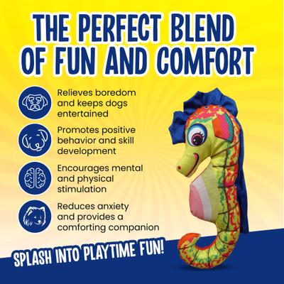 Show full view: Scoochie Pet Suzy Sea Horse Squeaky Plush Dog Chew Toy, 17-in slide 3 of 5