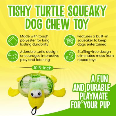 Show full view: Scoochie Pet Tishy Turtle Squeaky Dog Chew Toy, 10.5-in slide 2 of 5