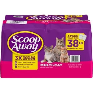 Scoop Away Meadow Fresh Scented Multi-Cat Odor Control Clumping Clay Cat Litter, 38-lb bag