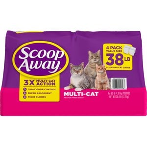 Scoop Away Meadow Fresh Scented Multi-Cat Odor Control Clumping Clay Cat Litter, 38-lb bag