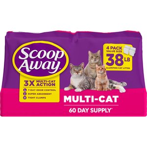 Scoop Away Meadow Fresh Scented Multi-Cat Odor Control Clumping Clay Cat Litter, 38-lb bag