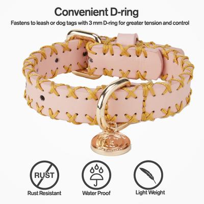 Show full view: Scotch & Co Pink/Gold Handcrafted Standard Dog Collar, X-Small: 6.5 to 10-in neck, 0.8-in wide slide 4 of 10