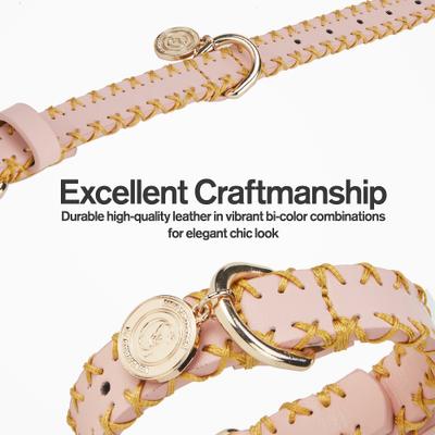 Show full view: Scotch & Co Pink/Gold Handcrafted Standard Dog Collar, X-Small: 6.5 to 10-in neck, 0.8-in wide slide 5 of 10
