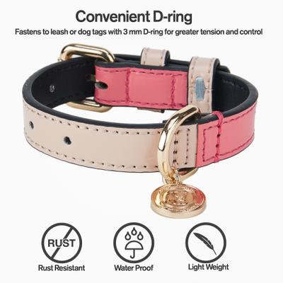 Show full view: Scotch & Co Pink/Tan Handcrafted Standard Dog Collar, Small: 9 to 12-in neck, 0.8-in wide slide 3 of 10
