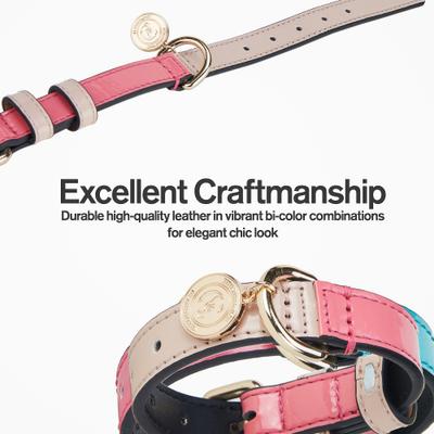 Show full view: Scotch & Co Pink/Tan Handcrafted Standard Dog Collar, Small: 9 to 12-in neck, 0.8-in wide slide 4 of 10