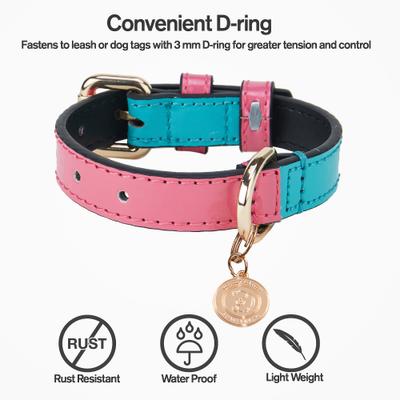 Show full view: Scotch & Co Teal/Pink Handcrafted Standard Dog Collar, Medium: 12.5 to 16-in neck, 0.8-in wide slide 3 of 10