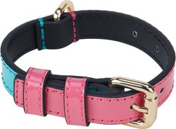 Scotch & Co Teal/Pink Handcrafted Standard Dog Collar, Small: 9 to 12-in neck, 0.8-in wide