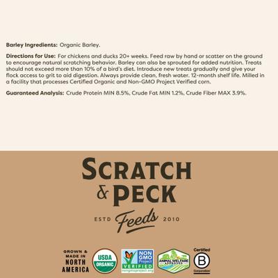 Show full view: Scratch and Peck Feeds Chicken & Duck Supplemental Treat Organic Whole Barley, 40-lb bag slide 8 of 9