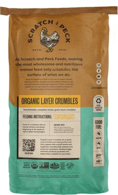 Show full view: Scratch and Peck Feeds Organic Chicken & Duck Feed 16% Layer Crumbles, 25-lb bag slide 2 of 9