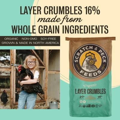 Show full view: Scratch and Peck Feeds Organic Chicken & Duck Feed 16% Layer Crumbles, 25-lb bag slide 3 of 9