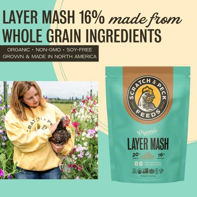 Show full view: Scratch and Peck Feeds Organic Chicken & Duck Feed 16% Layer Mash, 10-lb bag slide 3 of 9