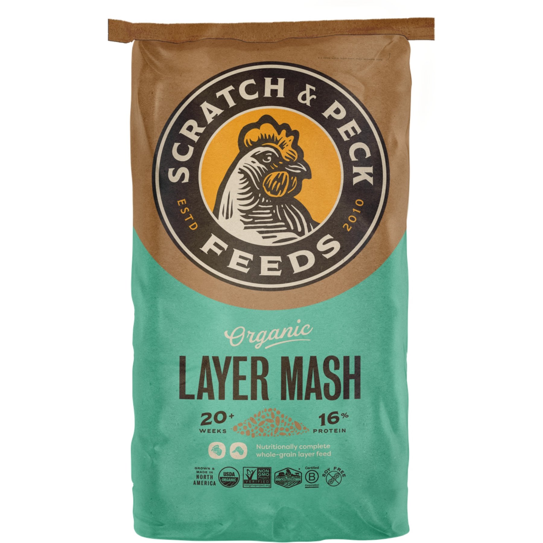 Scratch and Peck Feeds Organic Chicken & Duck Feed 16% Layer Mash, 40-lb bag