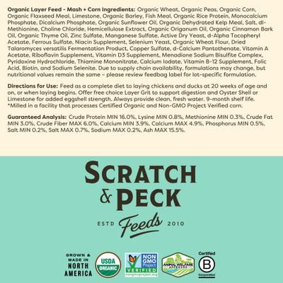 Show full view: Scratch and Peck Feeds Organic Chicken & Duck Feed 16% Layer Mash & Corn, 25-lb bag slide 8 of 9