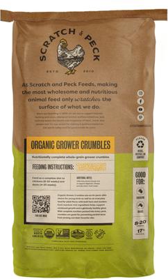 Show full view: Scratch and Peck Feeds Organic Chicken & Duck Feed 17% Grower Crumbles, 25-lb bag slide 2 of 10