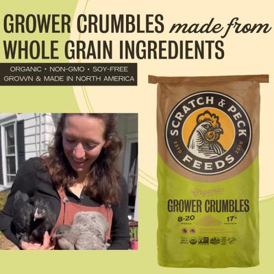 Show full view: Scratch and Peck Feeds Organic Chicken & Duck Feed 17% Grower Crumbles, 25-lb bag slide 3 of 10
