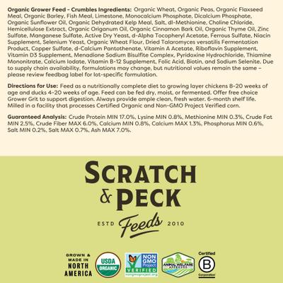 Show full view: Scratch and Peck Feeds Organic Chicken & Duck Feed 17% Grower Crumbles, 25-lb bag slide 8 of 10