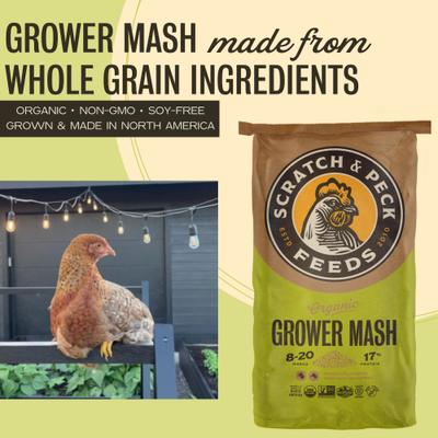 Show full view: Scratch and Peck Feeds Organic Chicken & Duck Feed 17% Grower Mash, 25-lb bag slide 3 of 10