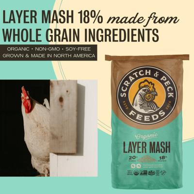 Show full view: Scratch and Peck Feeds Organic Chicken & Duck Feed 18% Layer Mash, 40-lb bag slide 3 of 10