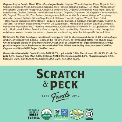 Show full view: Scratch and Peck Feeds Organic Chicken & Duck Feed 18% Layer Mash & Corn, 40-lb bag slide 8 of 10