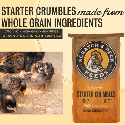 Show full view: Scratch and Peck Feeds Organic Chicken & Duck Feed 20.5% Starter Crumbles, 25-lb bag slide 3 of 10