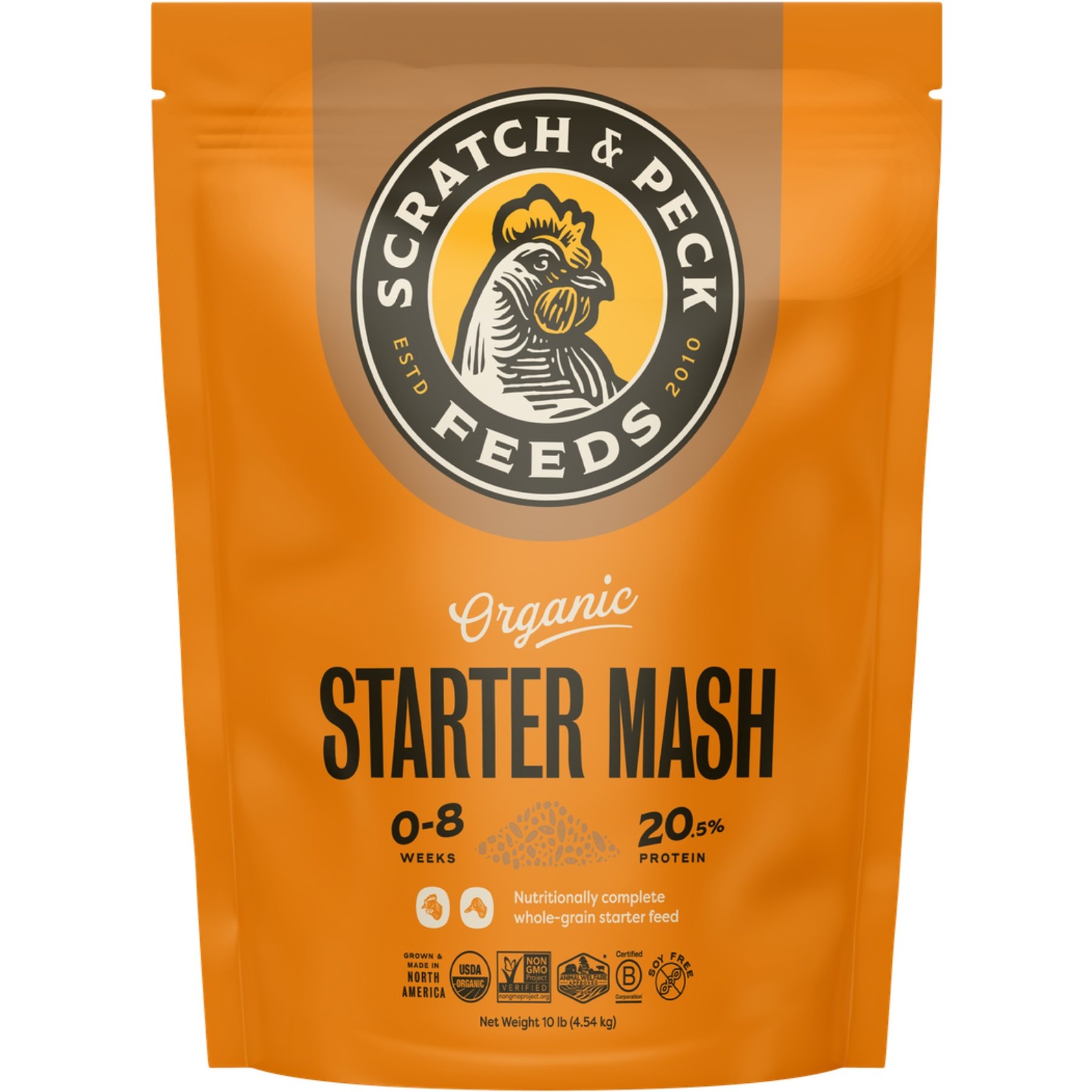 Scratch and Peck Feeds Organic Chicken & Duck Feed 20.5% Starter Mash, 10-lb bag