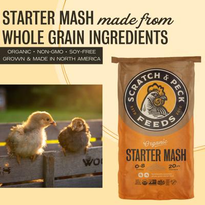 Show full view: Scratch and Peck Feeds Organic Chicken & Duck Feed 20.5% Starter Mash, 25-lb bag slide 3 of 10