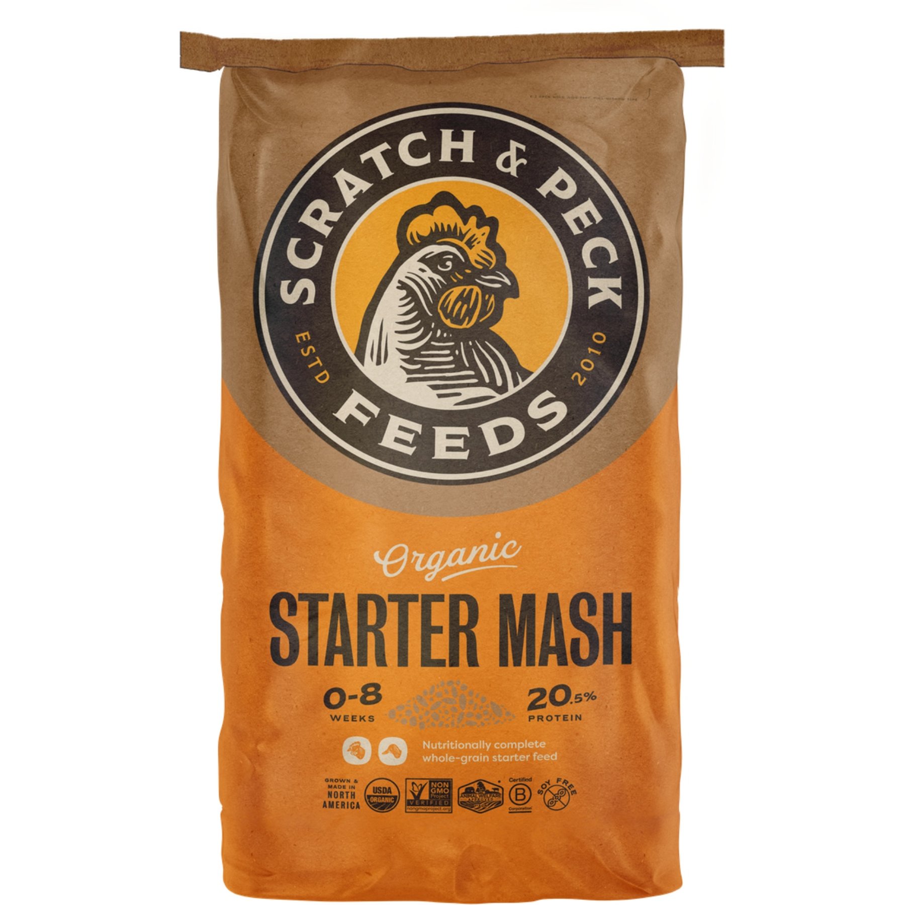 Scratch and Peck Feeds Organic Chicken & Duck Feed 20.5% Starter Mash, 40-lb bag