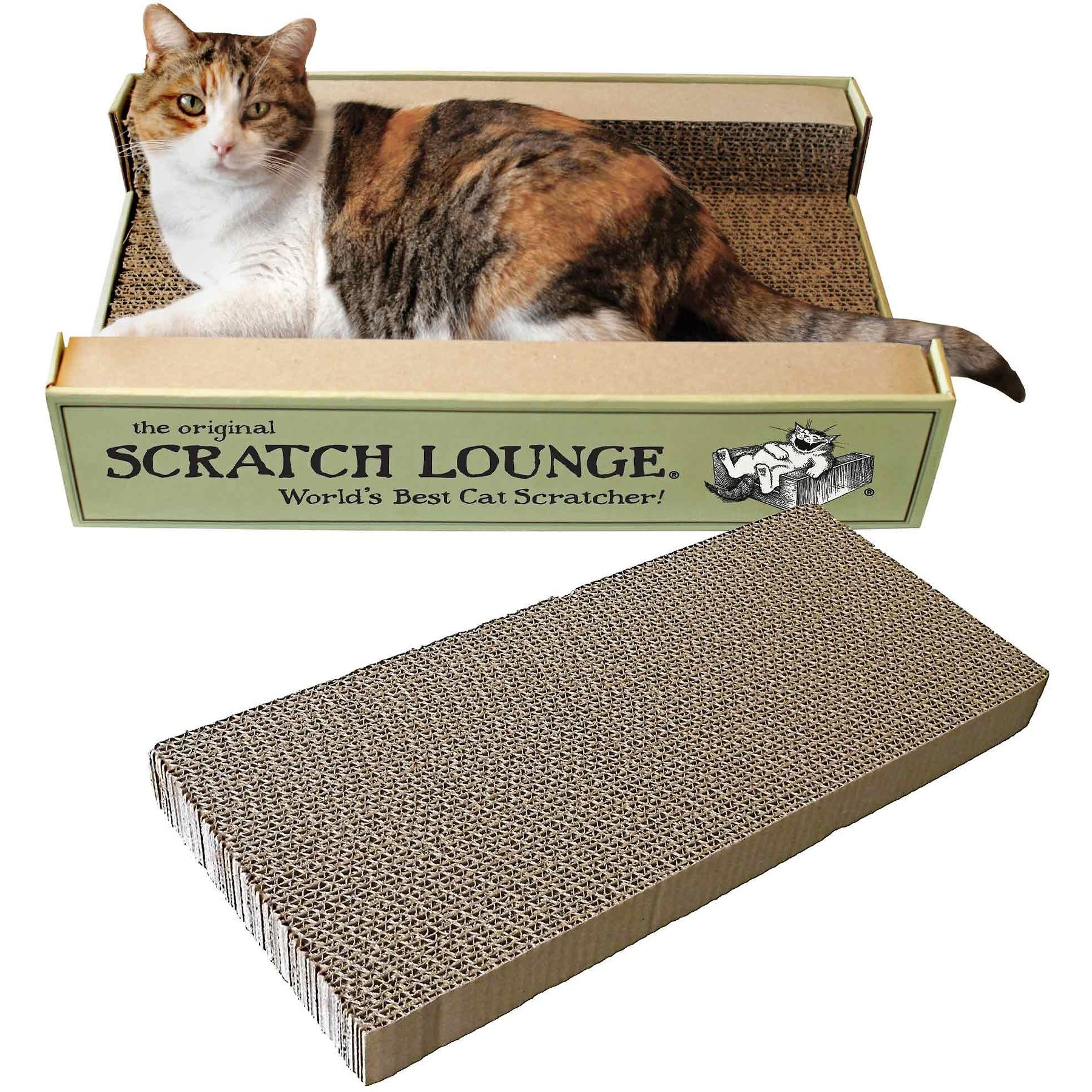 Scratch Lounge The Original Scratch Lounge Cat Toy with Catnip & Scratch Lounge Reversible Replacement Scratch Floor Cat Toy