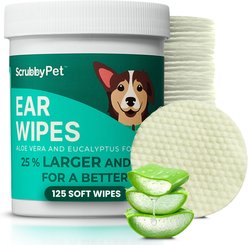Scrubby Aloe Vera & Eucalyptus Hypoallergenic Dog Ear Wipes, 125 count