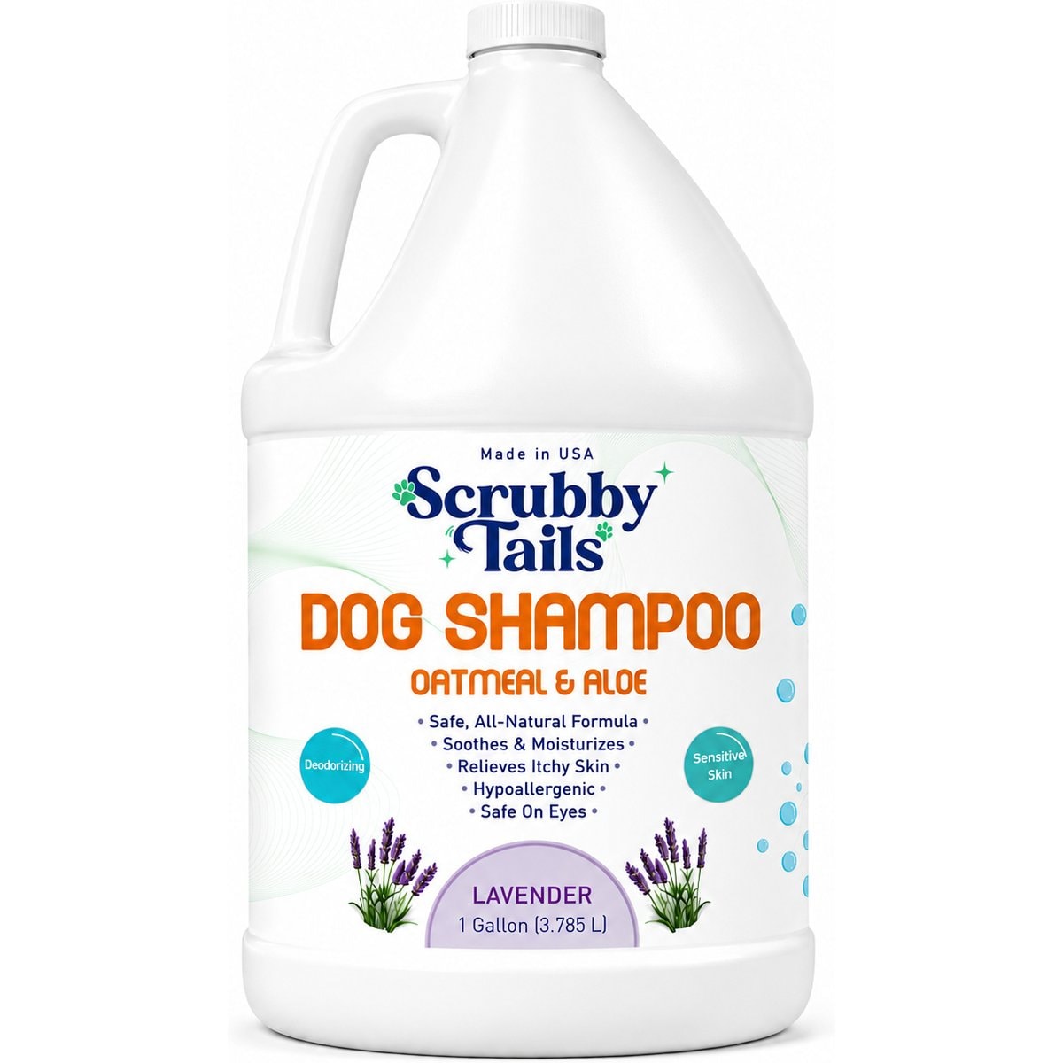 Scrubby Tails Natural Oatmeal Lavender Scented Itchy Skin Relief Dog Shampoo, 1-gal bottle